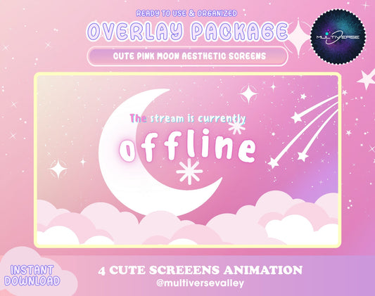 Cute Moon Aesthetic Cloud Animated Twitch Screens