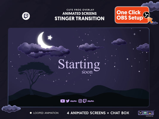 Atmosphere Animated Stream Package/Galaxy Moon/Twitch Set