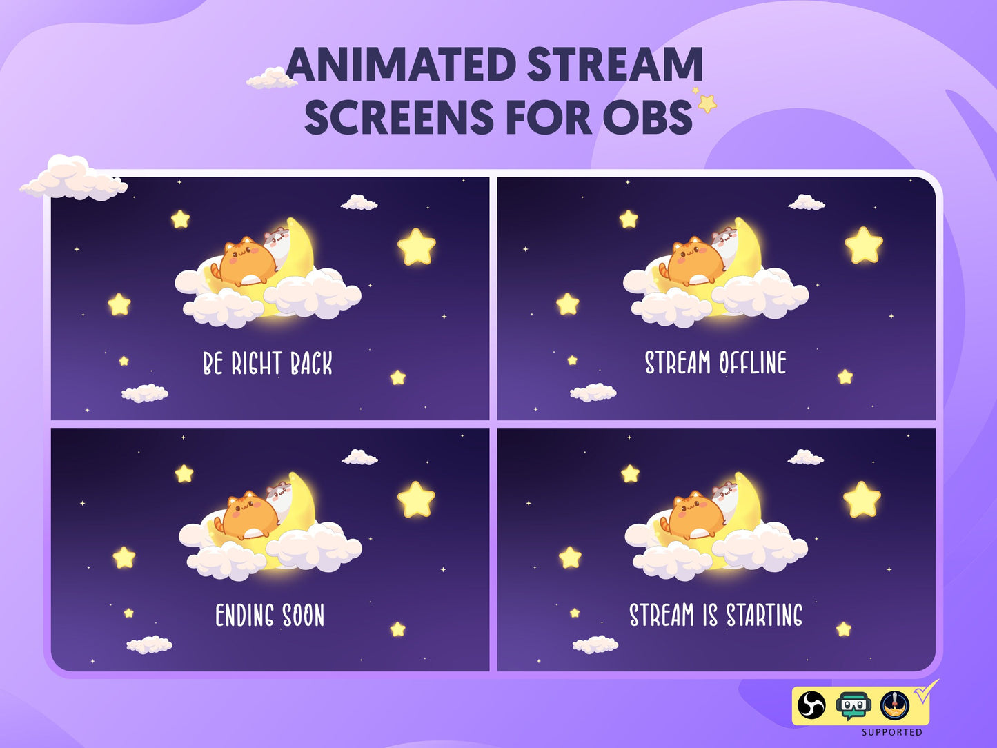 Animated Scene "Moon Kitten" - Stream Overlay