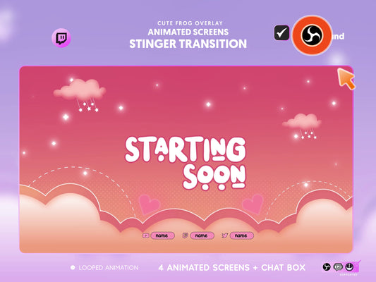 Twitch Pastel Clouds Stream Package Celestial / Love Transition