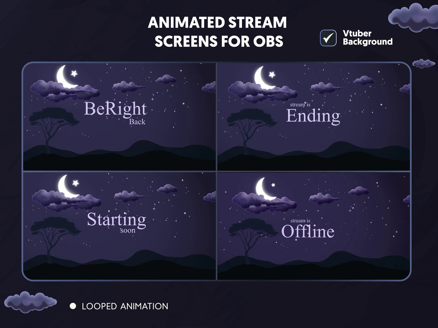 Atmosphere Animated Stream Package/Galaxy Moon/Twitch Set