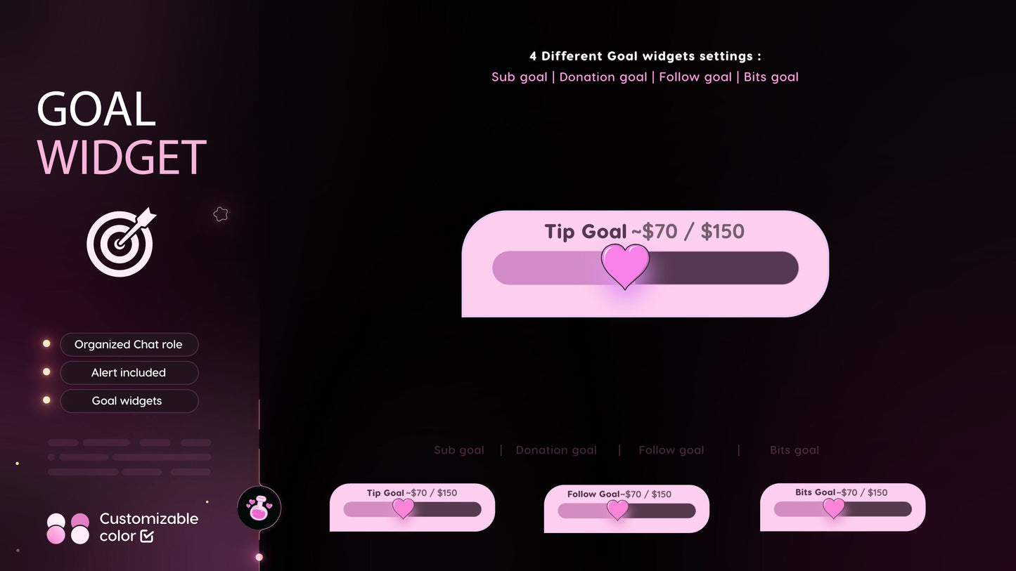 Valentine Love fill Twitch chat widget with Goal