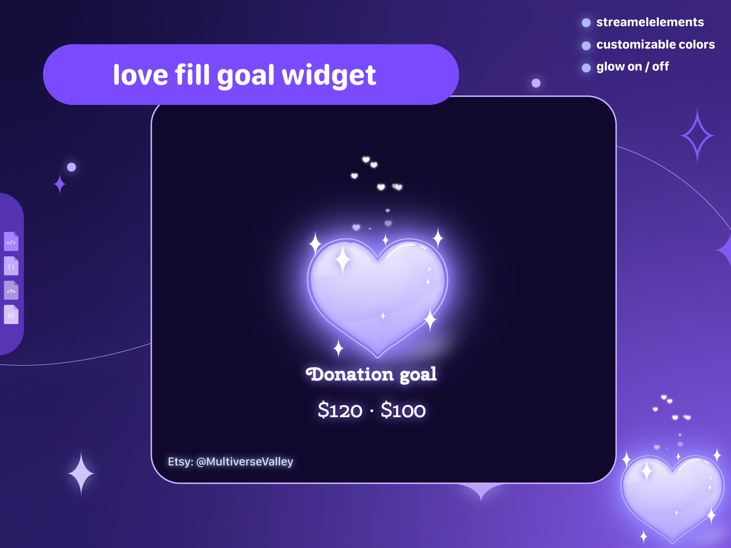 Glass heart goal/event widget | vtuber overlay