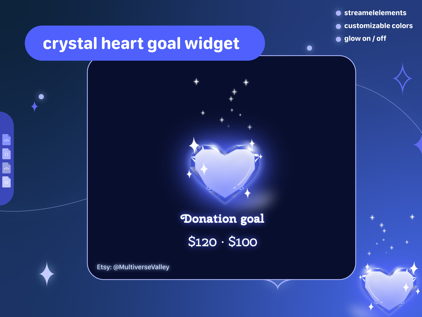Crystal Glass heart goal widget