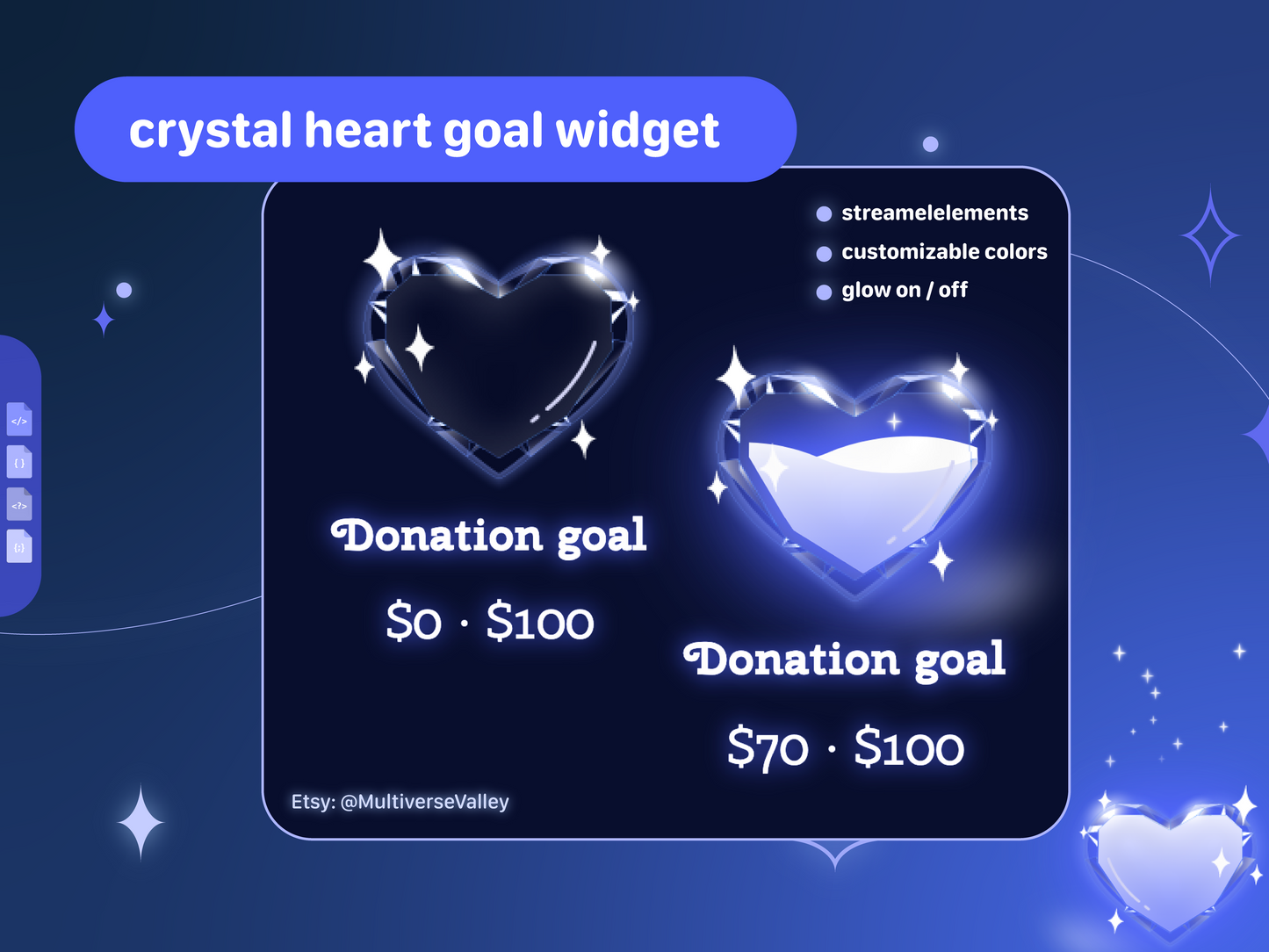 Crystal Glass heart goal widget