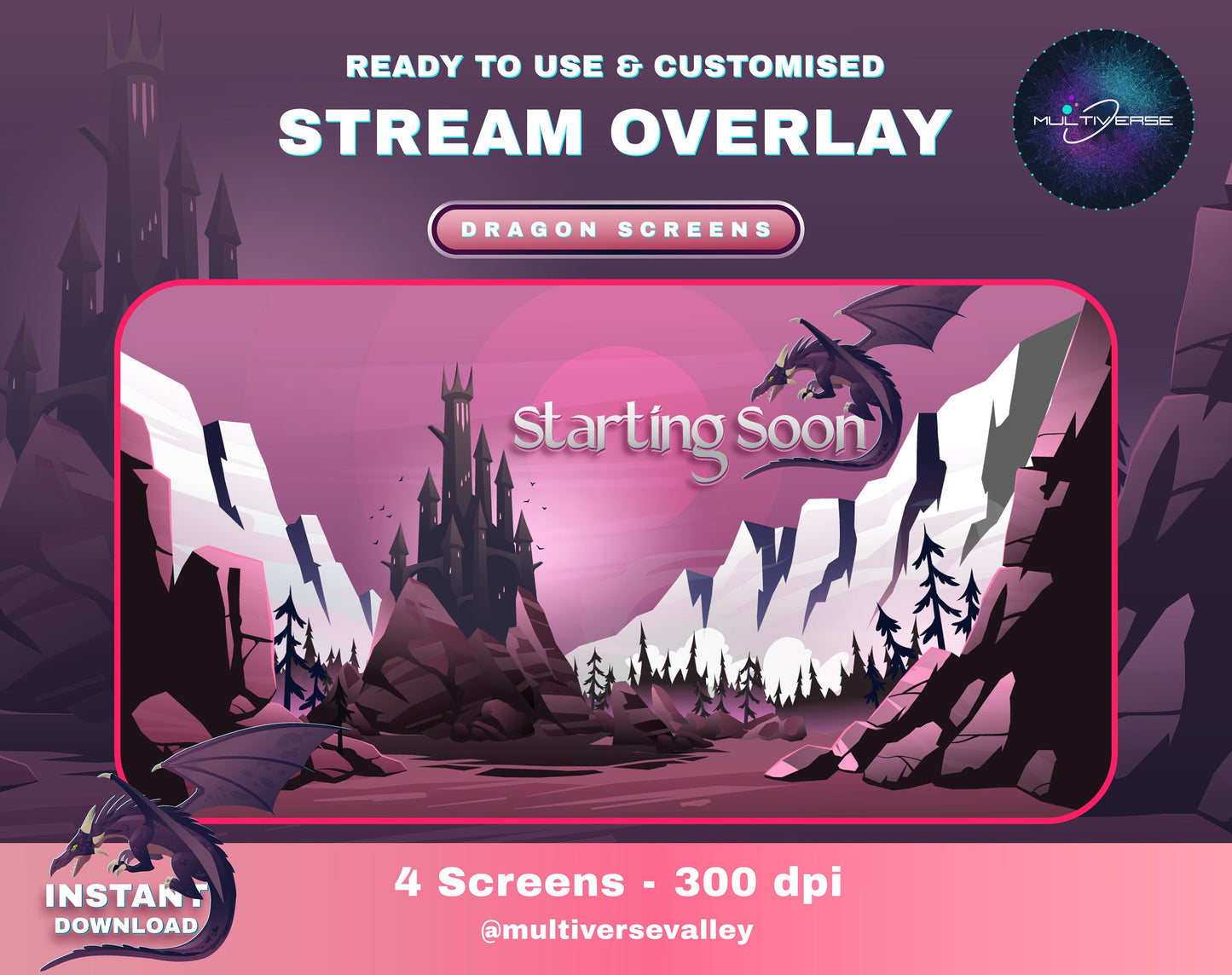 Animated Dragon Twitch Screens