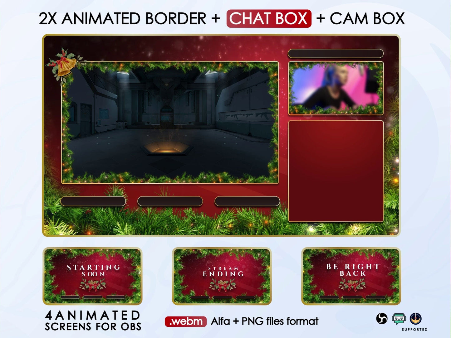 Christmas Theme Animated Twitch Overlay Package