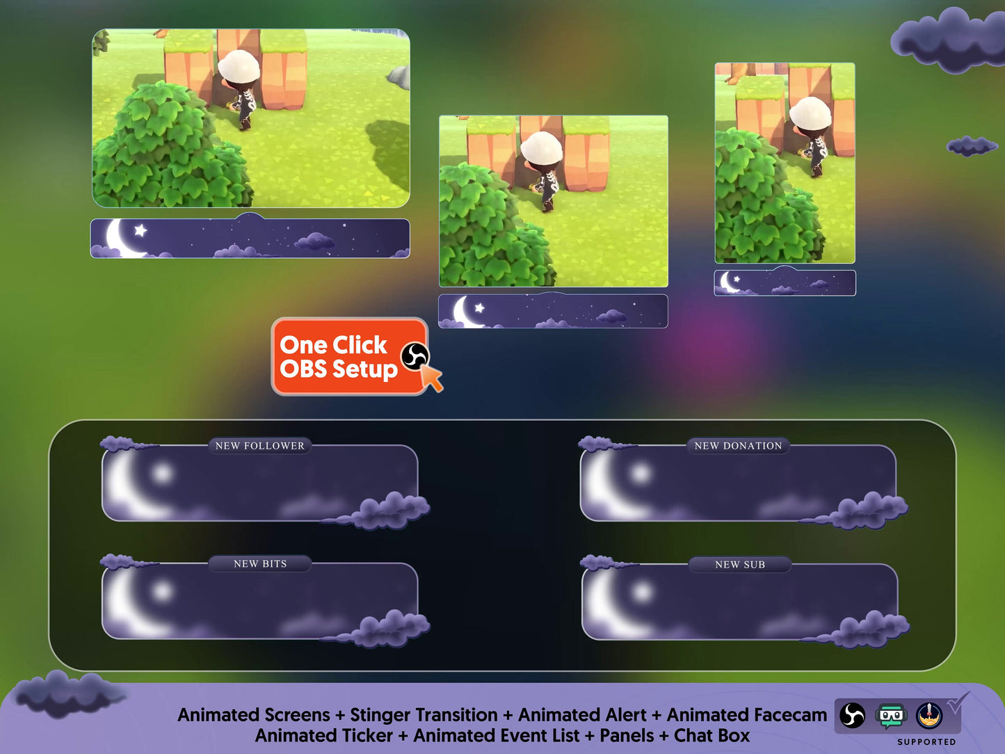 Atmosphere Animated Stream Package/Galaxy Moon/Twitch Set