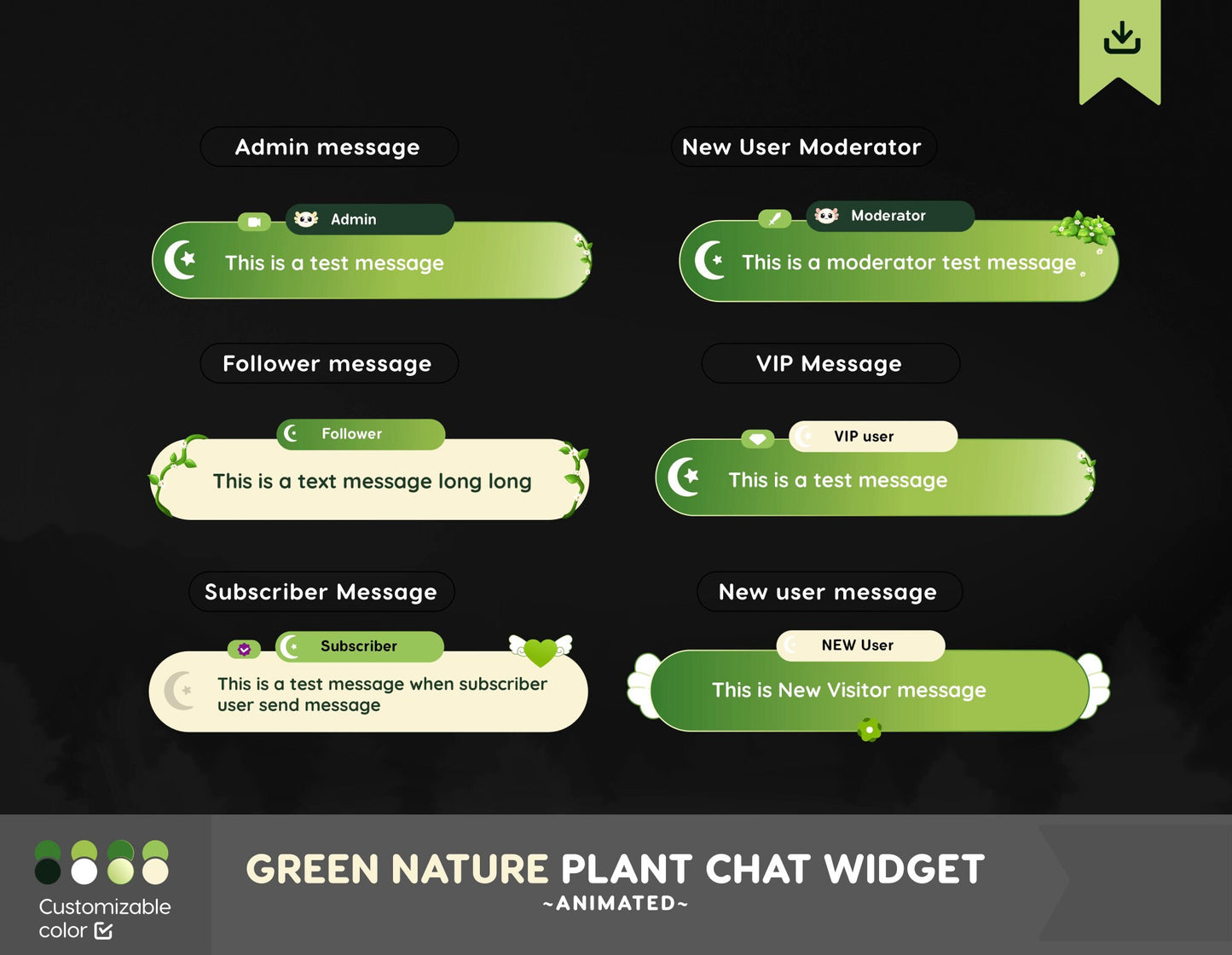 Green Plants Stream Customisable Chat Widget Goal- Event-Widget