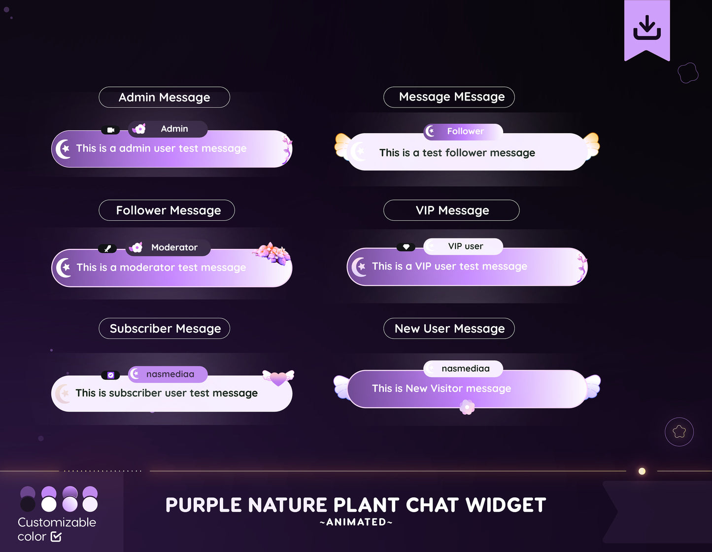 Purple Autumn Twitch chat widget + goal widget
