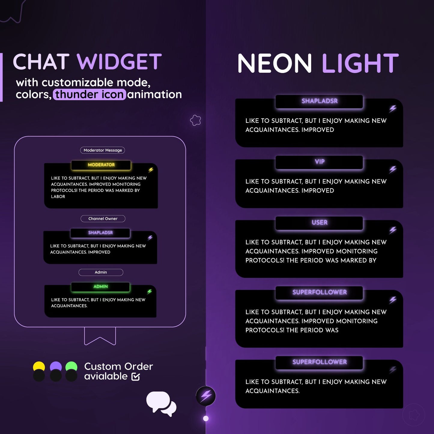 Purple Neon Light COD Twitch chat widget