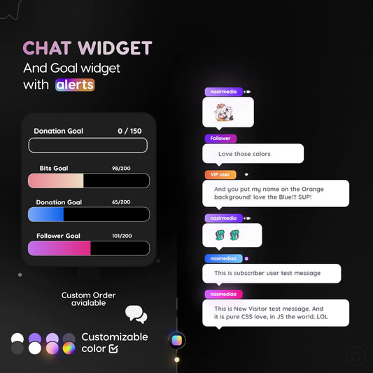 Customisable Gradient Chat widget Goal Widget Event Widget