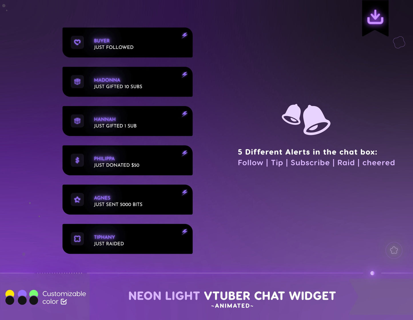Purple Neon Light COD Twitch chat widget